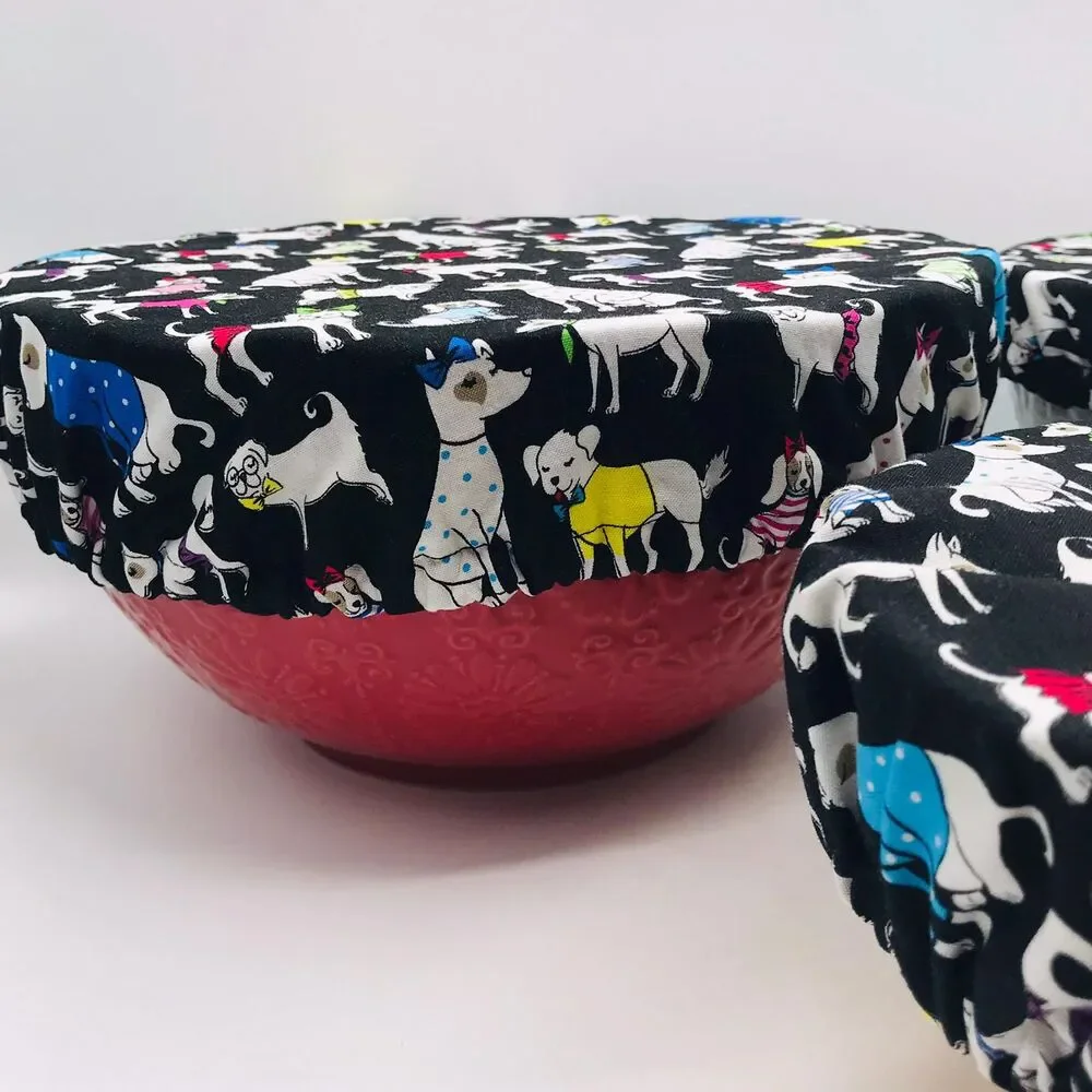 Cotton Bowl Cover For Sourdough, 3 Size Set, Reusable Washable Delightful Dogs